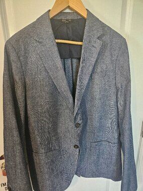 Banana Republic Chambray Blazer 40R Slim Fit Blue Cotton